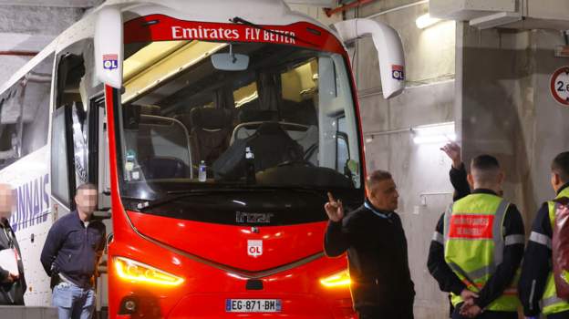 Marseille v Lyon postponed after visitors' team bus attacked on way to match