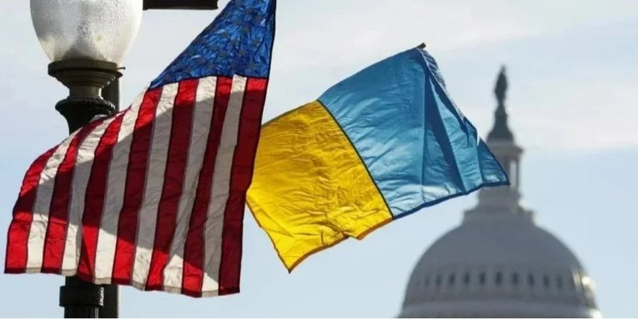 Flags of Ukraine and the US