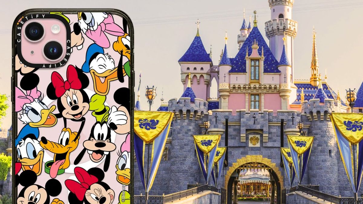 A Disney castle with iPhone 15 Plus casetify case