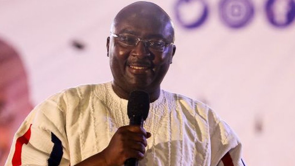 Mahamudu Bawumia, Vice President of Ghana, delivers a speech after winning the presidential primaries for a new presidential candidate for the New Patriotic Party NPP in Accra on November 4, 2023