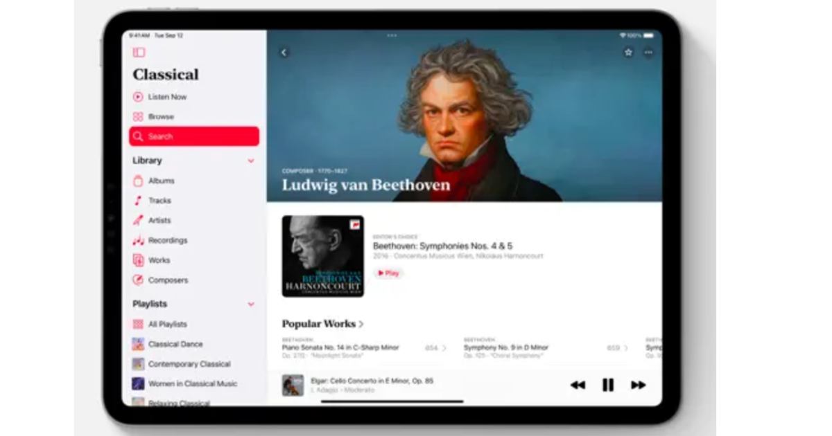 Apple Music Classical app on iPad