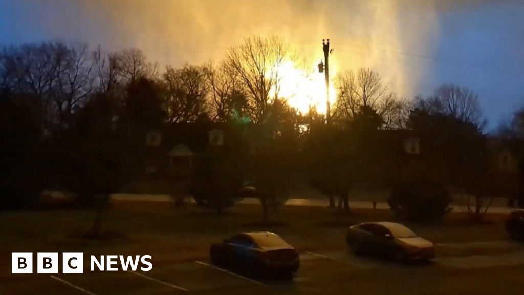 Explosion and fireball seen as storm sweeps through Tennessee