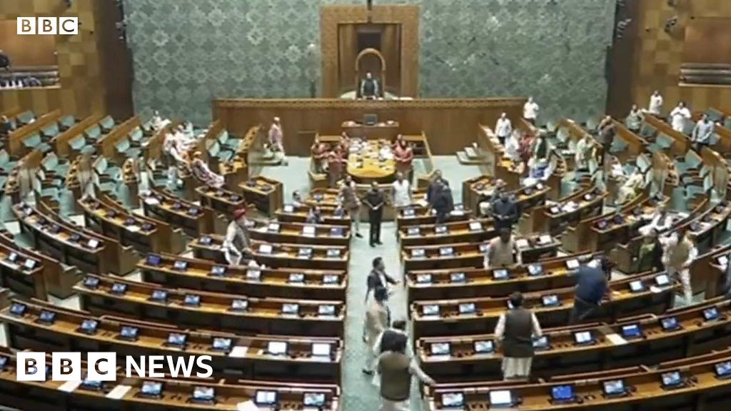 Watch: Intruder jumps on table in Indian parliament