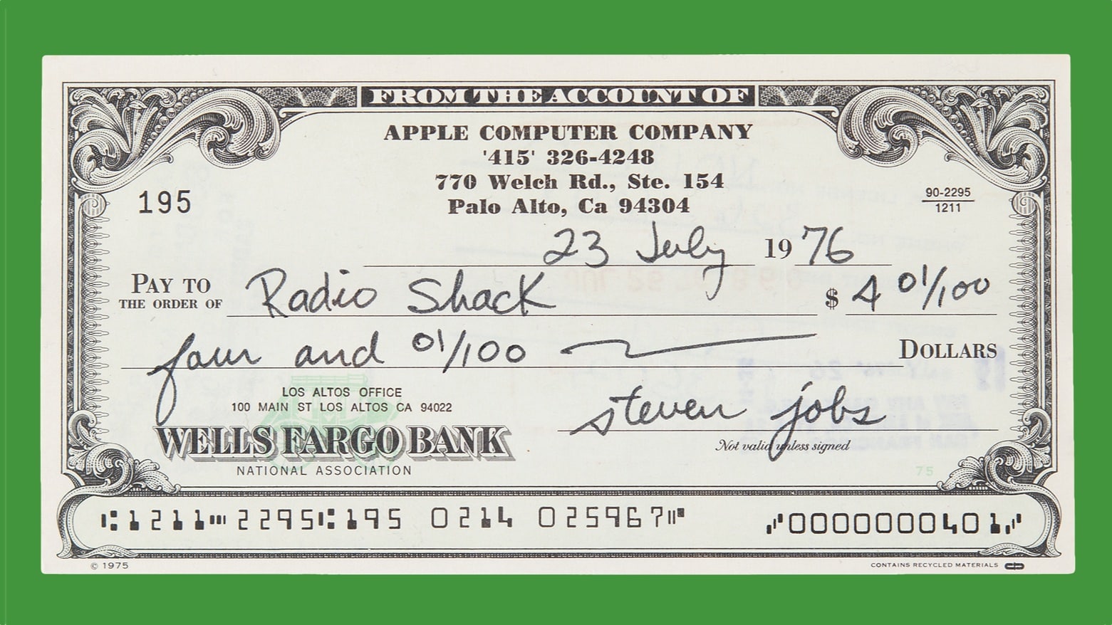 $4 Steve Jobs check might sell for big bucks