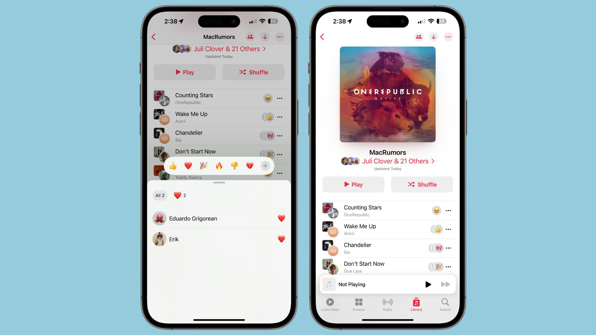 iOS 17.3's Collaborative Apple Music Playlist Feature Includes Animated Emoji Reactions