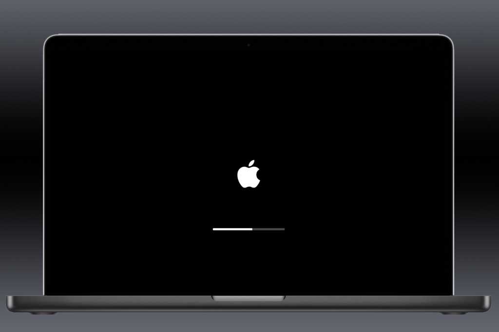 MacBook with macOS update screen